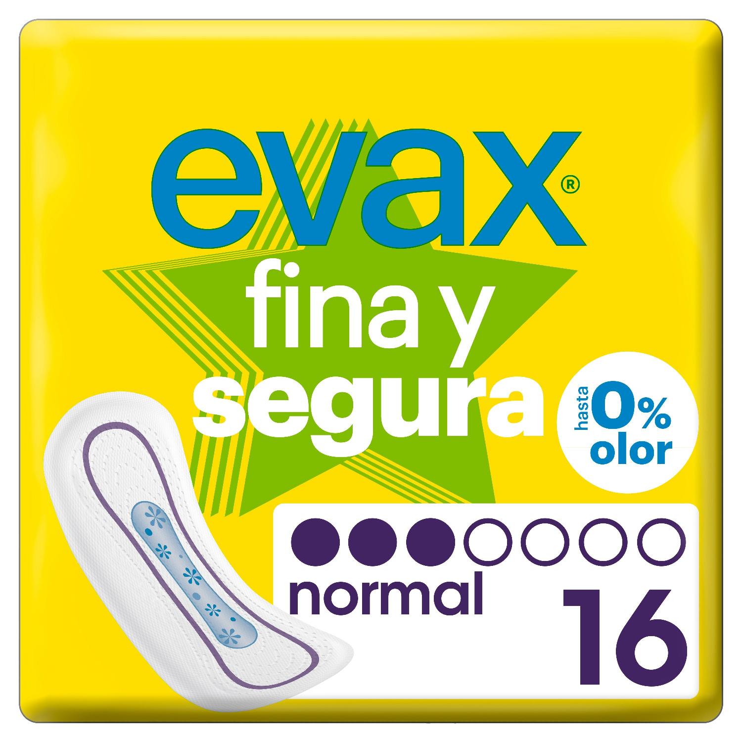 compresas fina/segura normal evax 16 u.