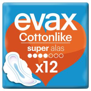compresas cottonlike alas super evax 12u