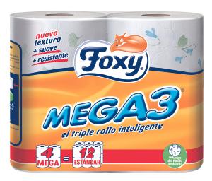 papel higienico mega 3 foxy 4 u.