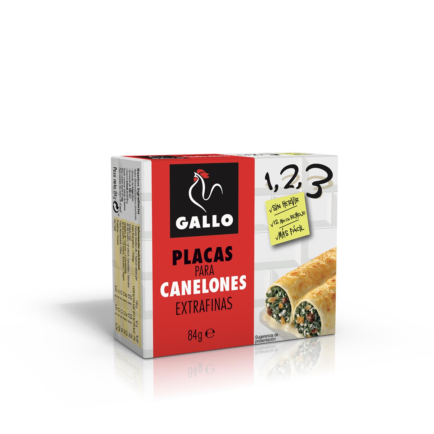 canelones precocidos 1,2,3 gallo 84 g