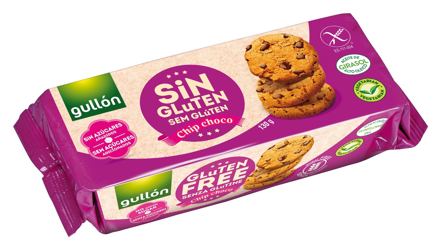 galletas chip choco sin gluten gullon 130 g