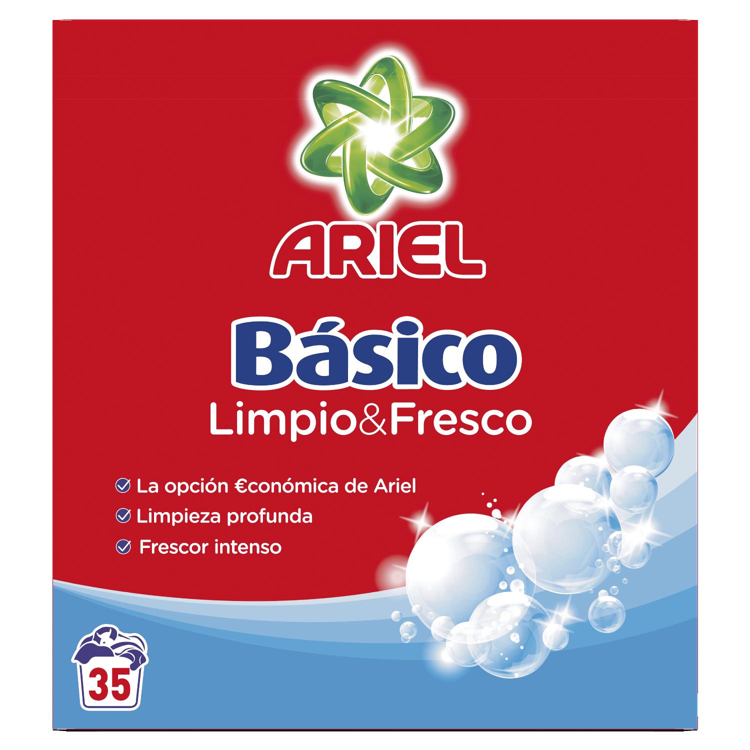 detergente polvo basico ariel 35 u.