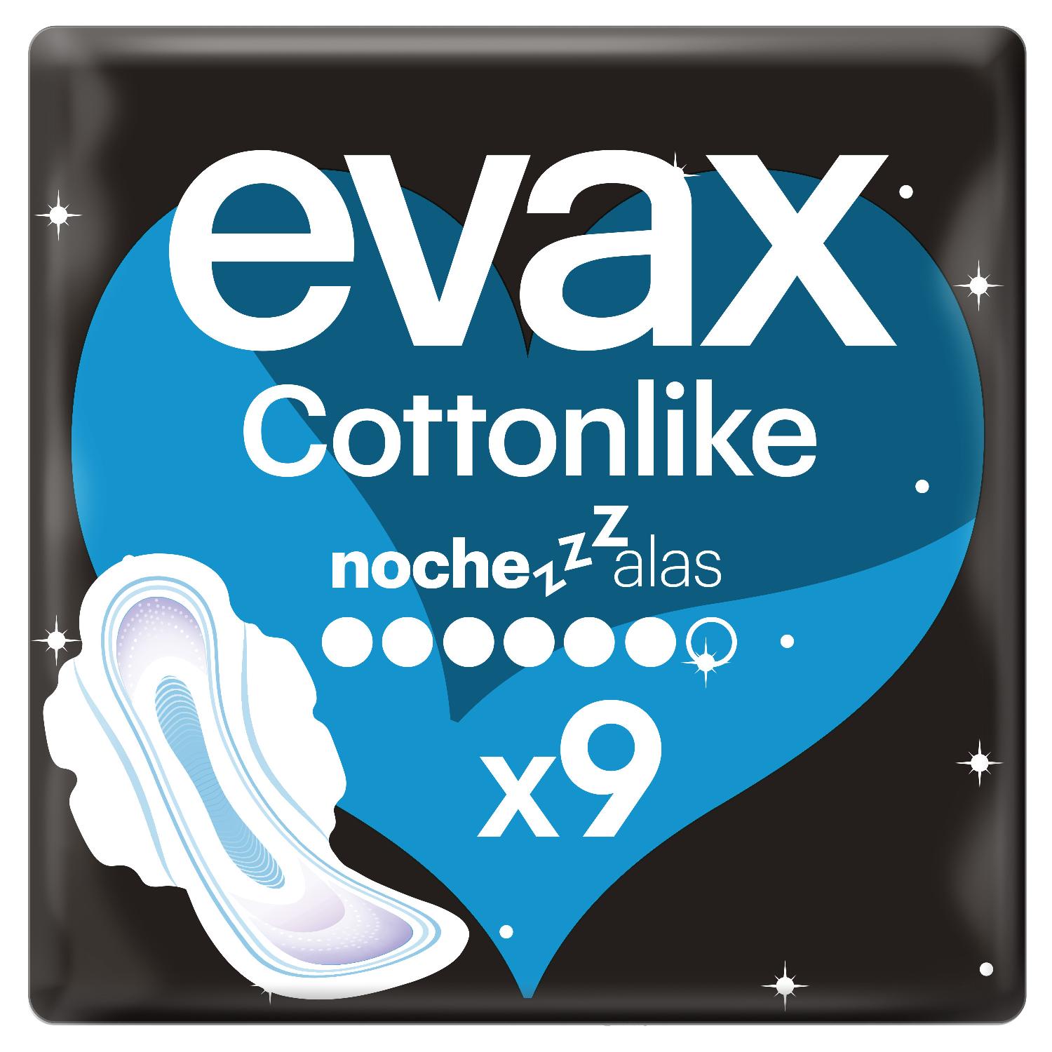 compresas cottonlike noche alas evax 18 u.