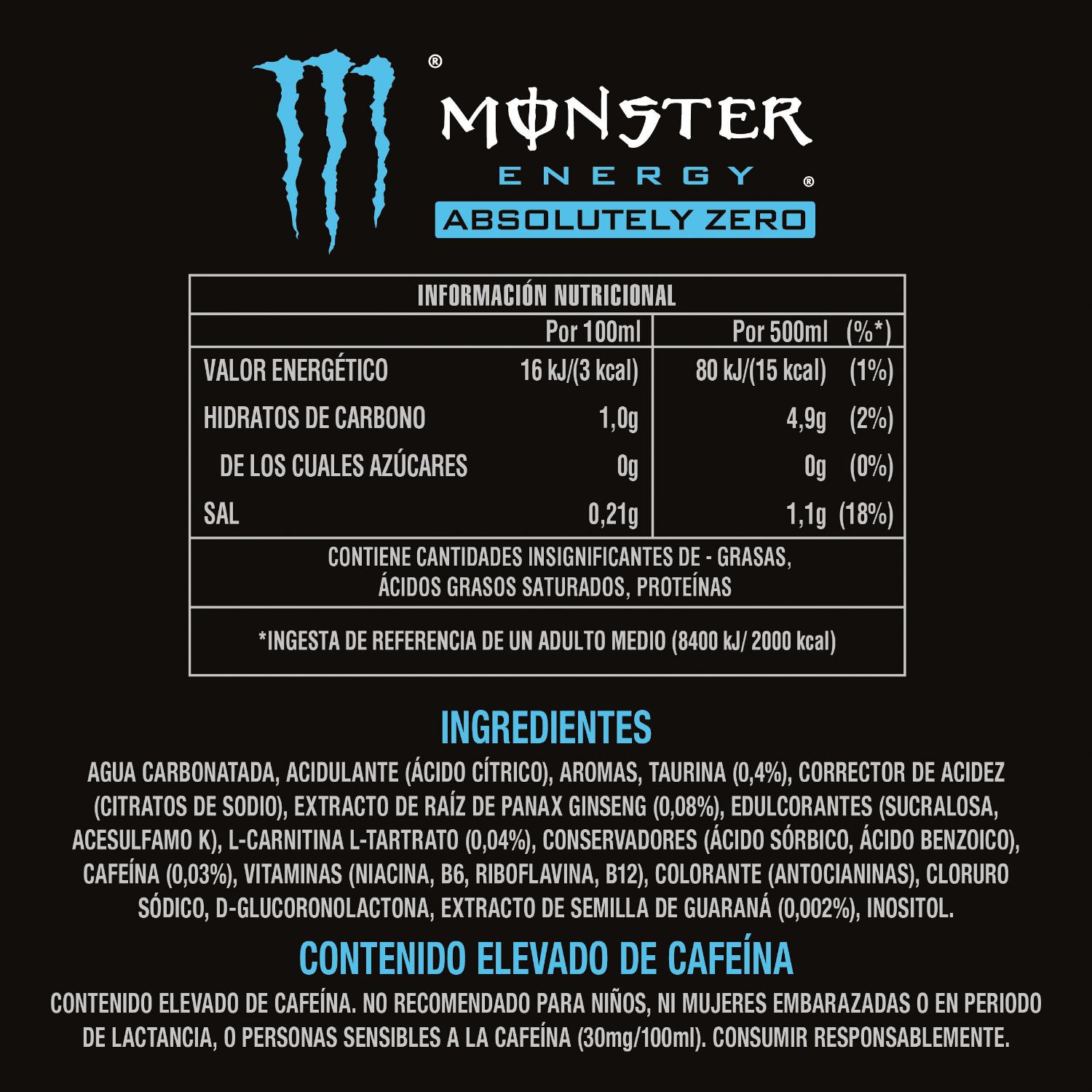 bebida energetica absolutel zero monster 50 cl