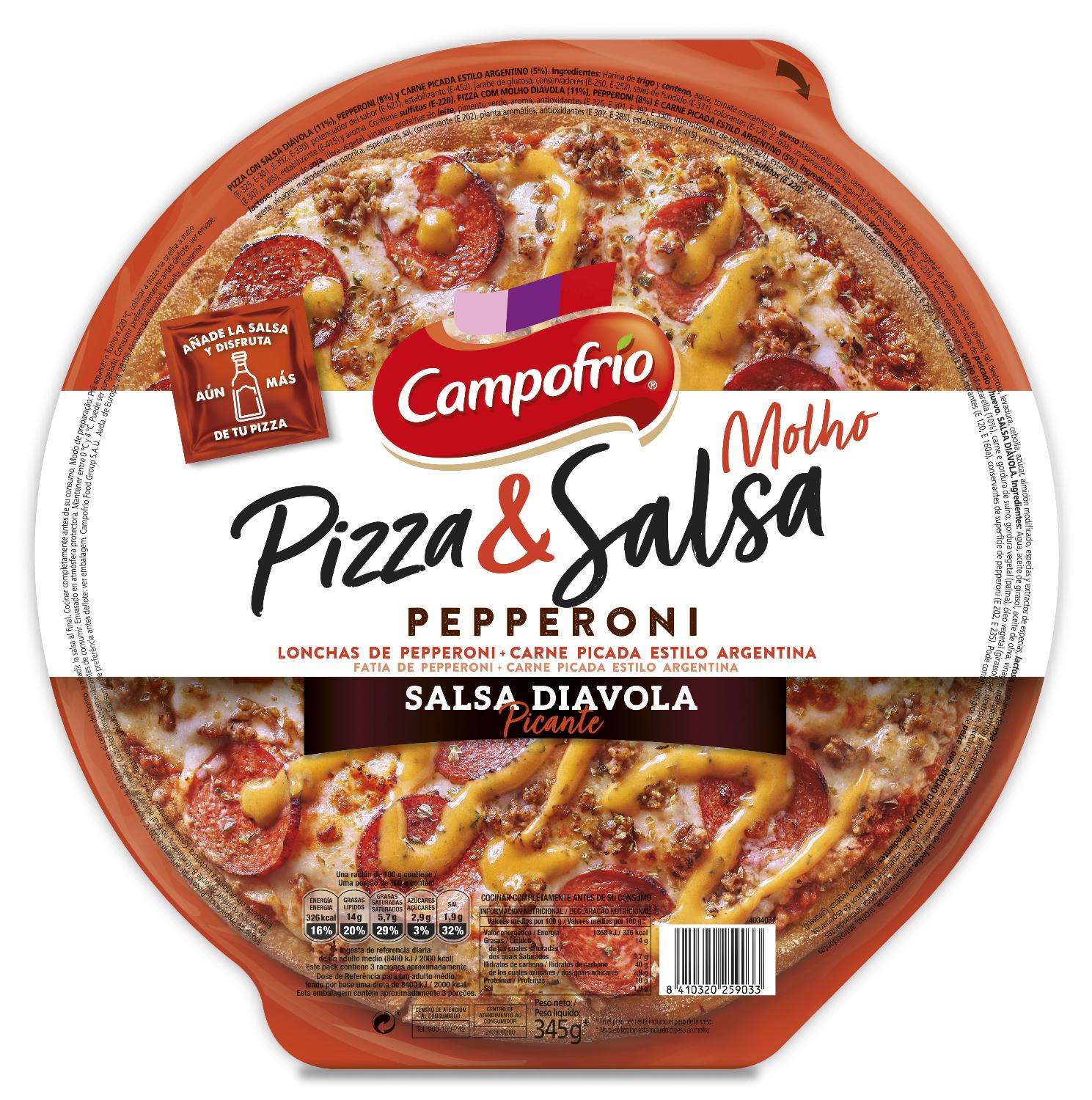 pizza & salsa cf pepperoni picante campofrio 345 g