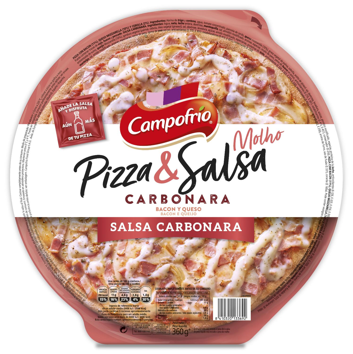 pizza carbonara & salsa campofrio 360 g