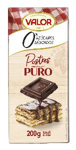 chocolate postre puro s/a 200gr tableta valor 