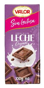 chocolate leche sin lactosa valor 100 g