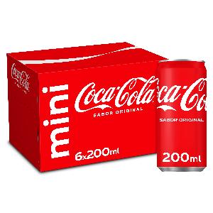 refresco coca cola 20 cl p-6 lata