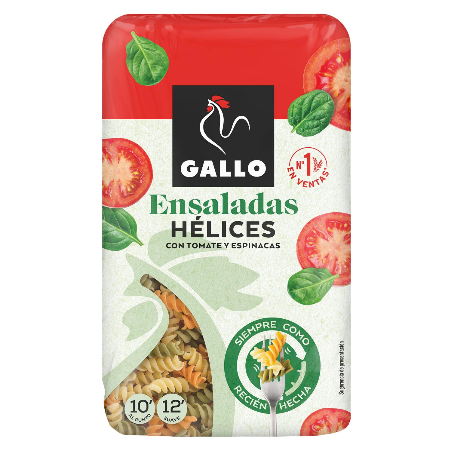 pastas helices vegetales gallo 450gr +30%grat.