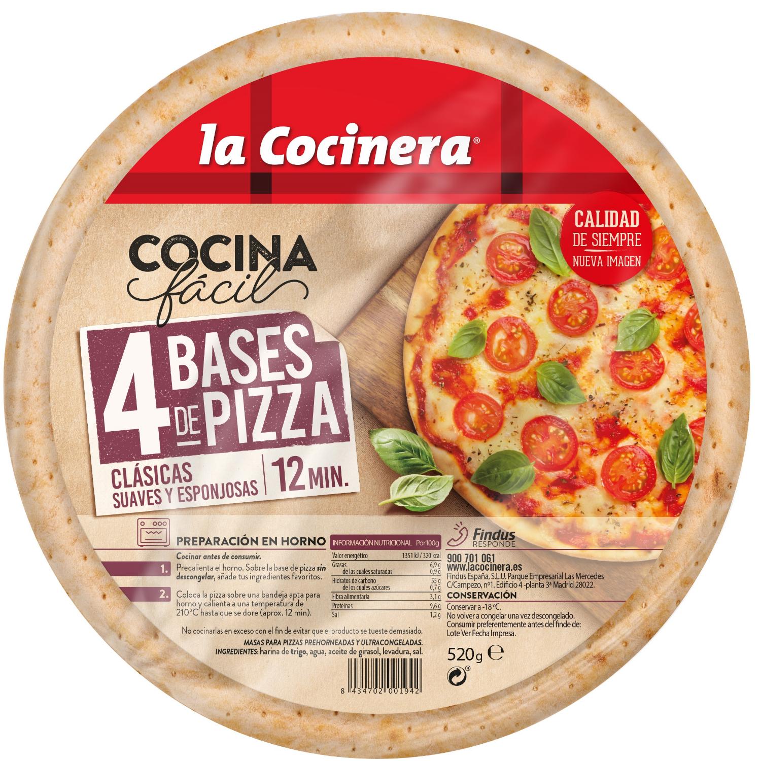 base pizza cocinera cong 130gr 4ud
