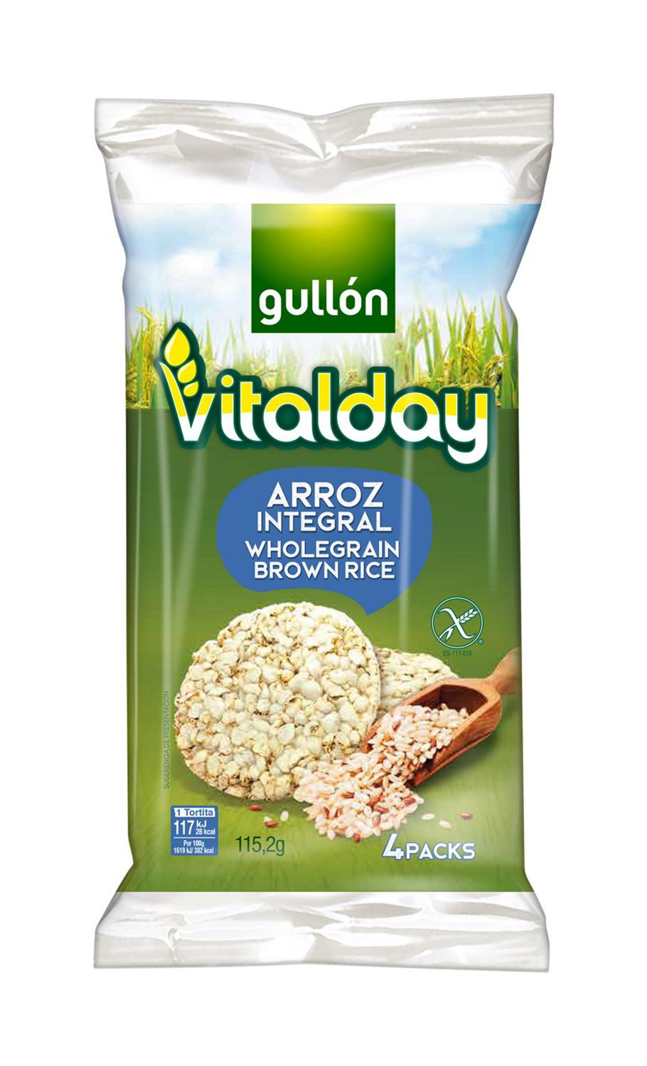 tortita arroz integral vitalday gullon p-4 115,2gr