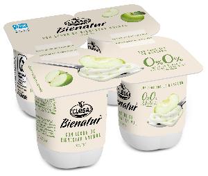 yogur desnat. c/trozos manzana bienatur clesa 4x115gr
